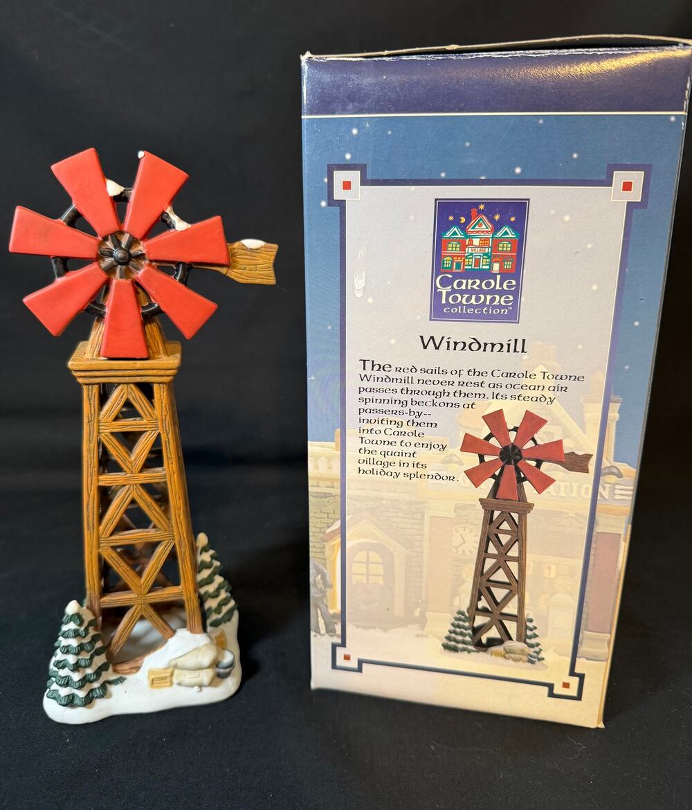 Vintage Carole Towne Collection Windmill Christmas Village Accessory w Box
